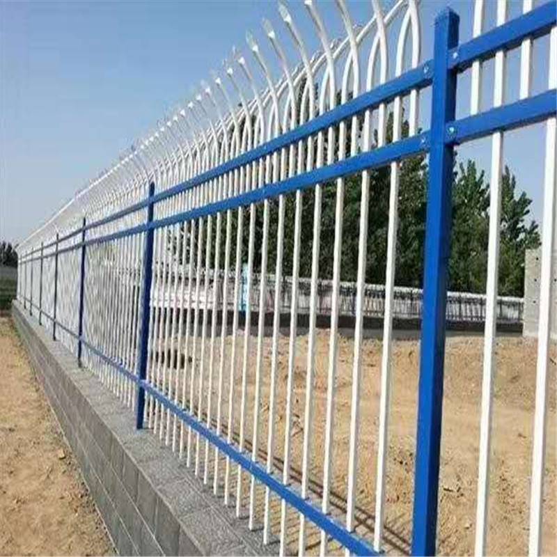 锌钢栏杆厂家工厂围墙护栏蓝白铁栅栏