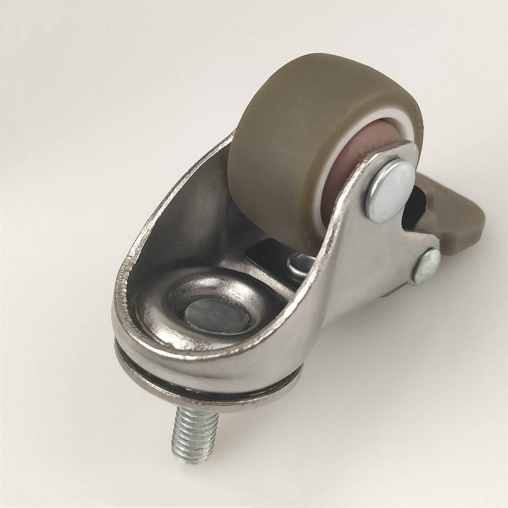 现货1寸m6*15丝杆刹车万向轮 最小的带轴承静音脚轮 医疗仪器轮子