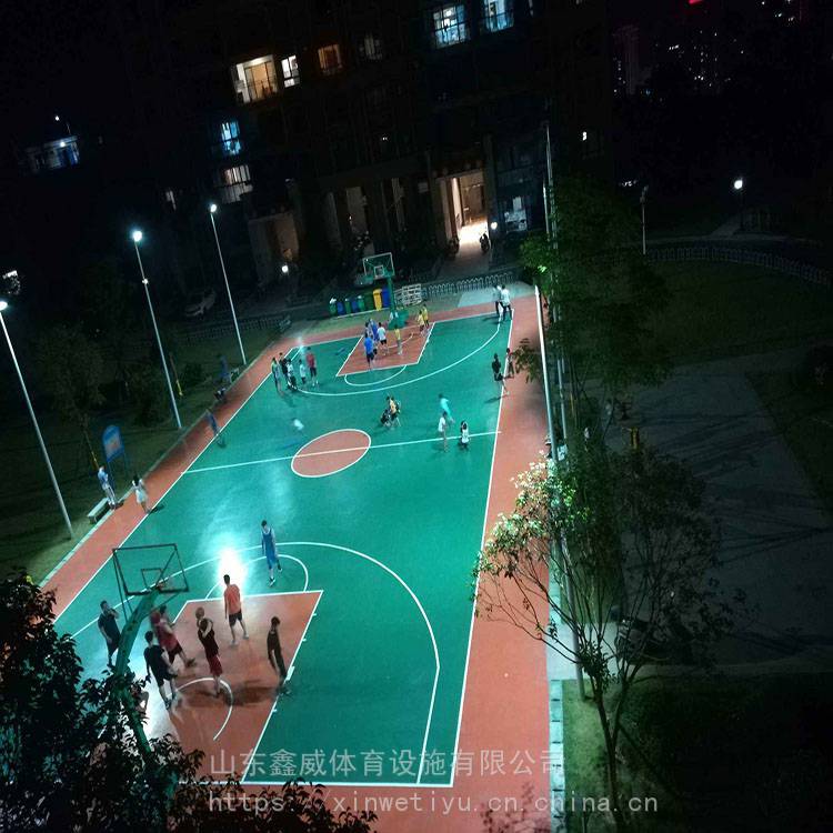 鑫威 塑胶篮球场地面 室外篮球场硅PU 生产厂家