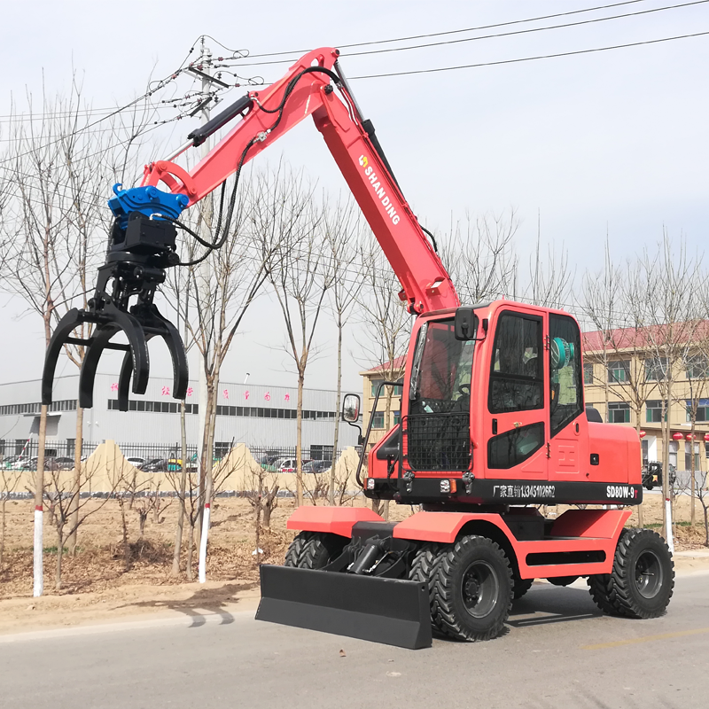 【山東廠家出售多功能輪式挖掘機 小型輪式抓木機 輪胎挖掘機】圖片