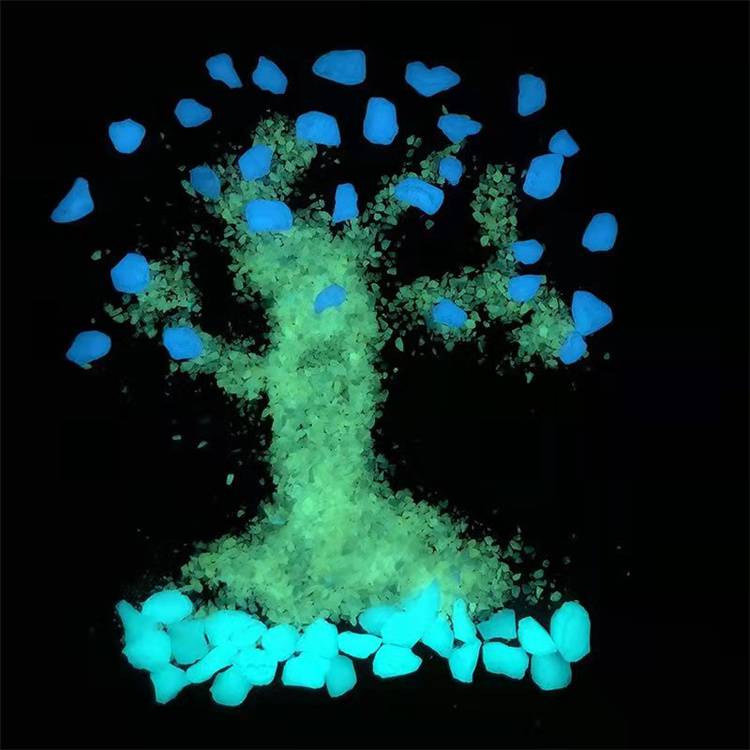 鱼缸造景夜光石园艺铺路造型发光碎石室内装饰天蓝色荧光石