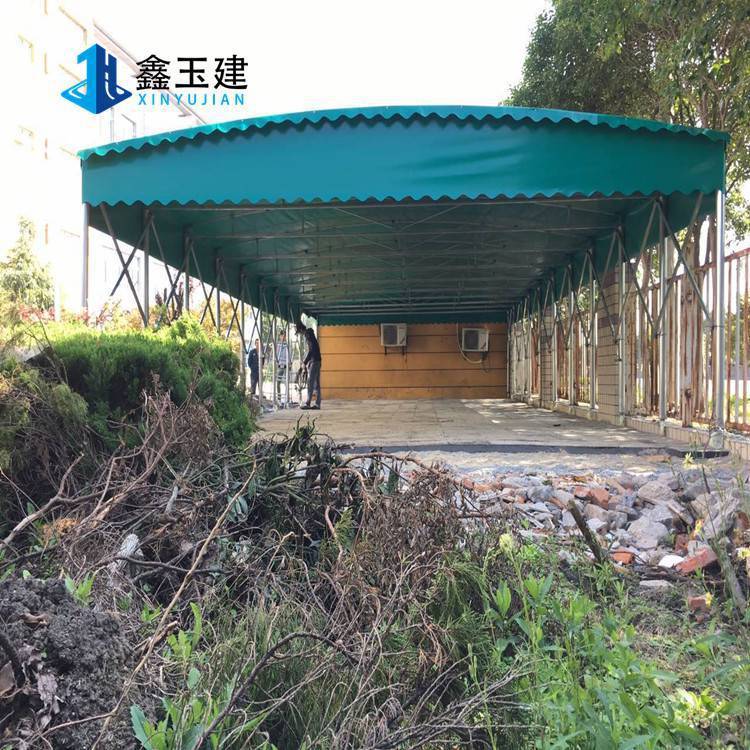 带轮仓库雨棚 全封闭帆布 移动式仓储大帐篷 鑫玉建