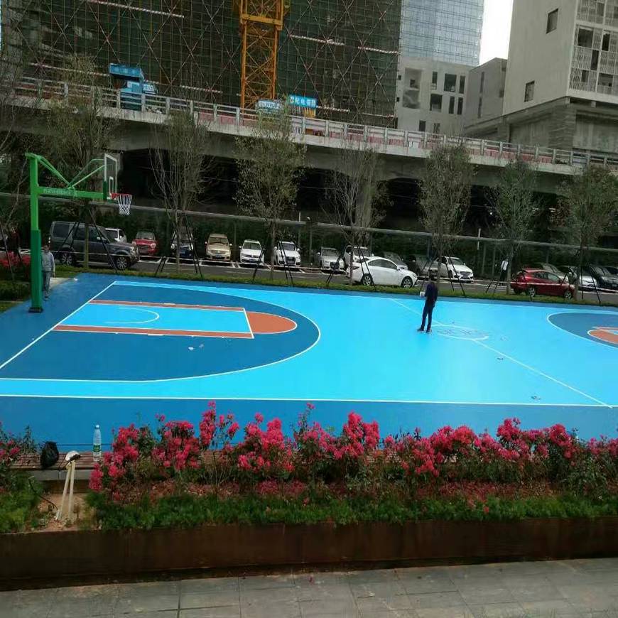 硅pu篮球场什么颜色好，铺设篮球场地，杭州塑胶篮球场施工厂家