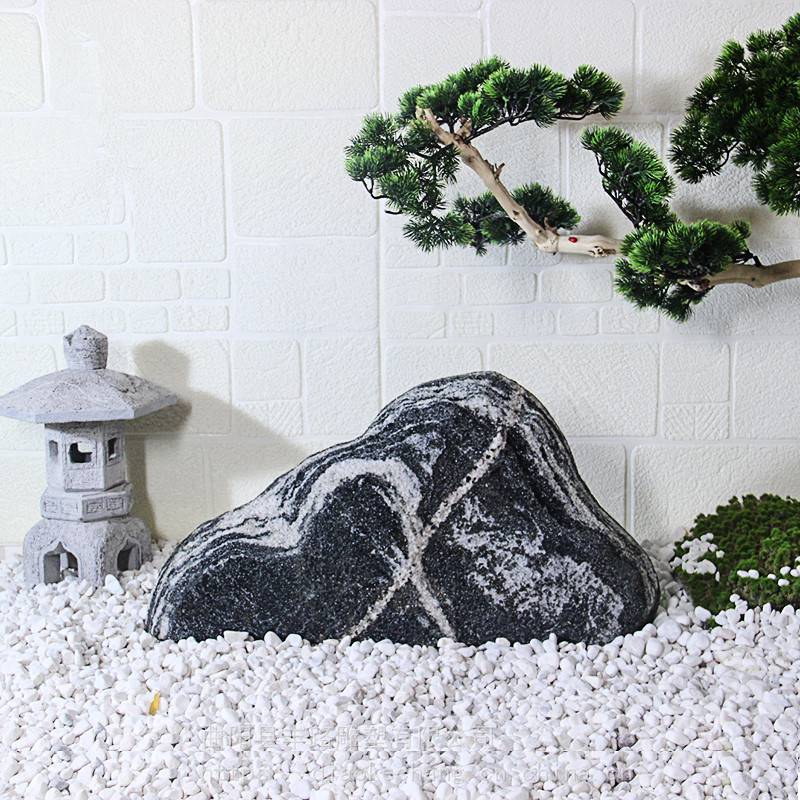 【天然雪浪石切片石组合禅意枯山水室内造景片石头】图片