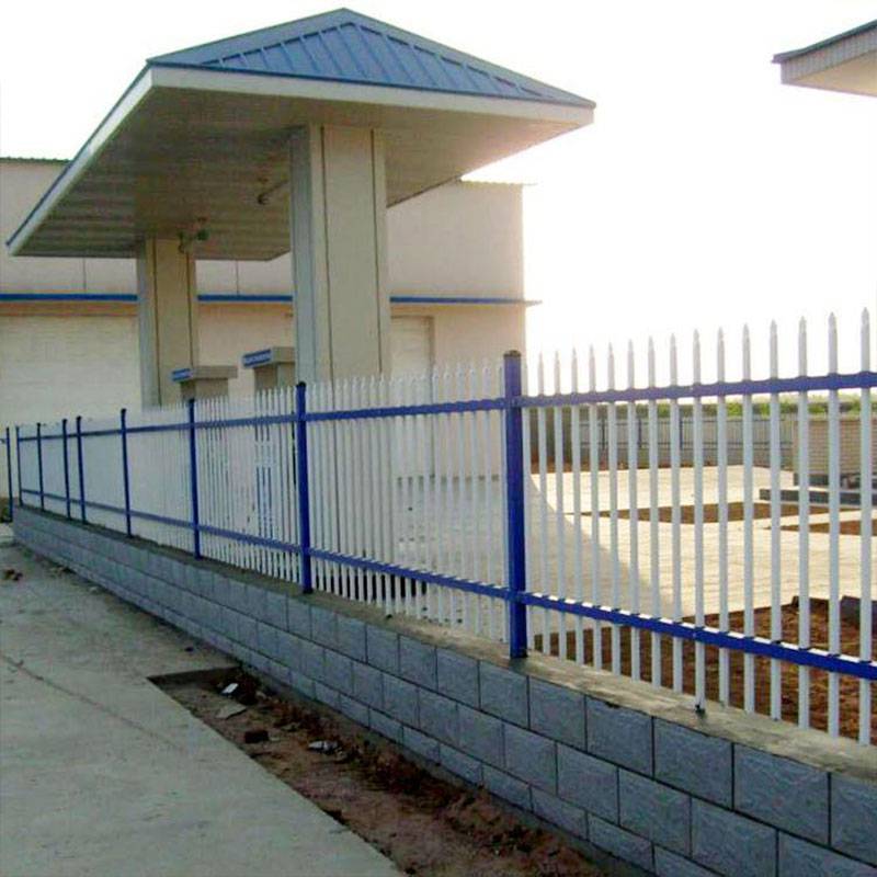 别墅护栏插接厂区隔离围墙护栏学校蓝白锌钢铁艺围栏