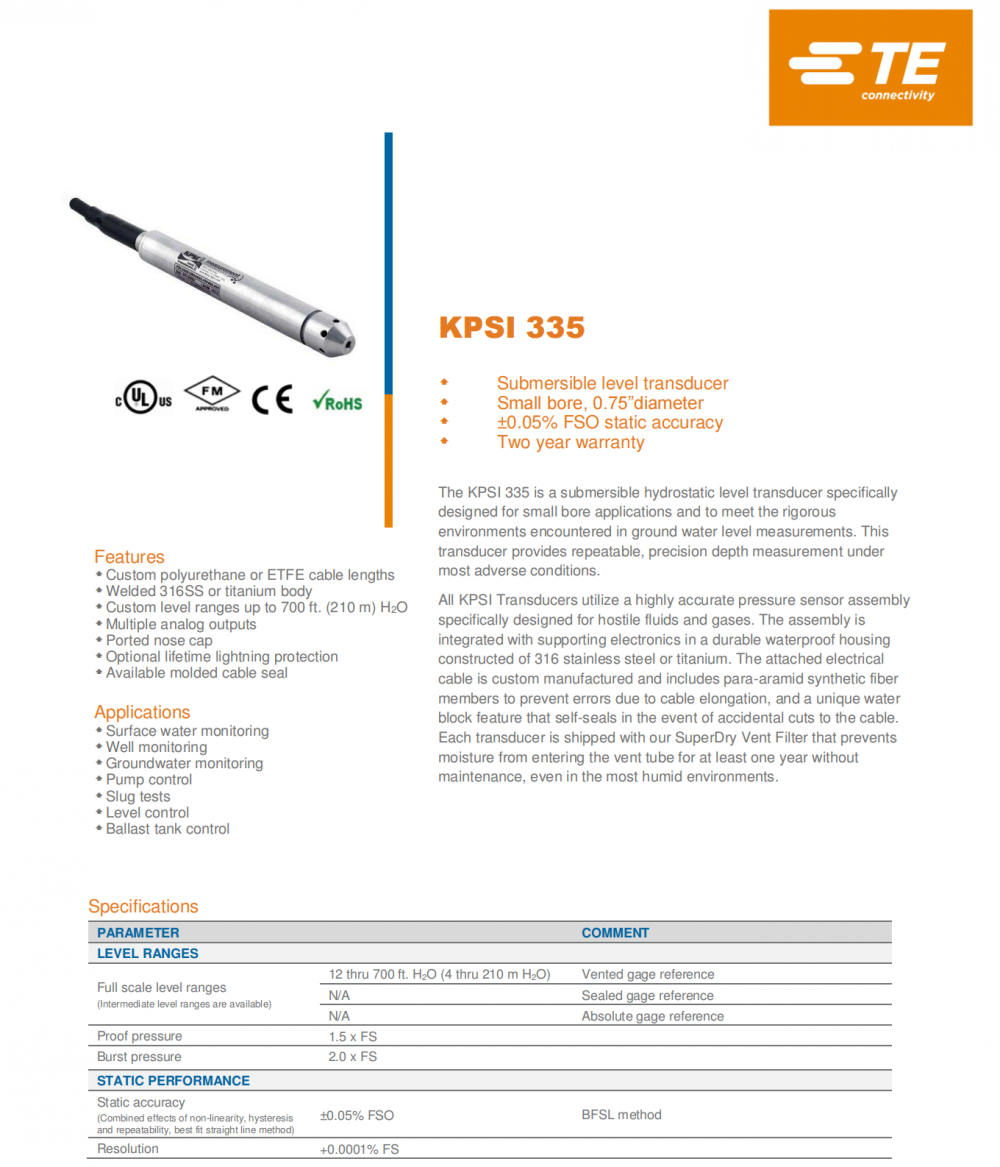供应美国MEASKPSI335在大多数不利条件下提供可重复的精确的深度测量