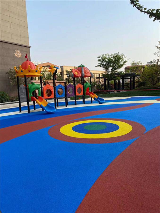 浩旗1032小区塑胶地面幼儿园EPDM弹性地胶小区彩色塑胶地面图案定制
