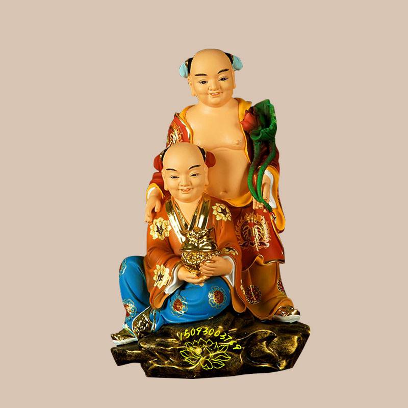 红衣媒神月老神像报价 和合二仙神像 月下老儿神像 雕塑彩绘佛像厂