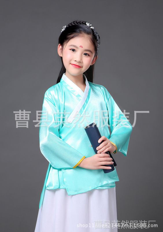 儿童古代唐装汉服贵妃服小女孩古装古装小仙女公主裙古筝表演服