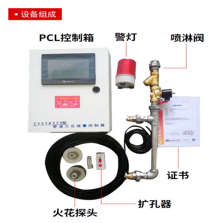 管道火花探测报警器家具厂除尘抛光机粉尘火星熄灭