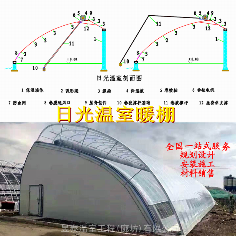 日光温室薄膜大棚棉被暖棚蔬菜种植温室大棚昱泰设计建造