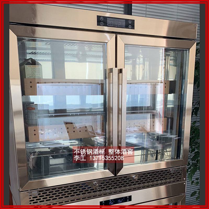 莞城不锈钢展示柜展架铁艺货架 商用酒柜恒温恒湿设备 装修造型风格订做