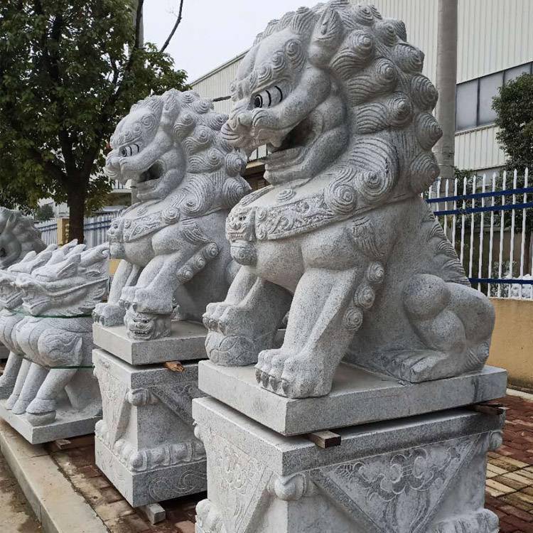 厂家直销成都市学校政府门前花岗岩灰色石狮子15米2米高石雕狮子一对批发