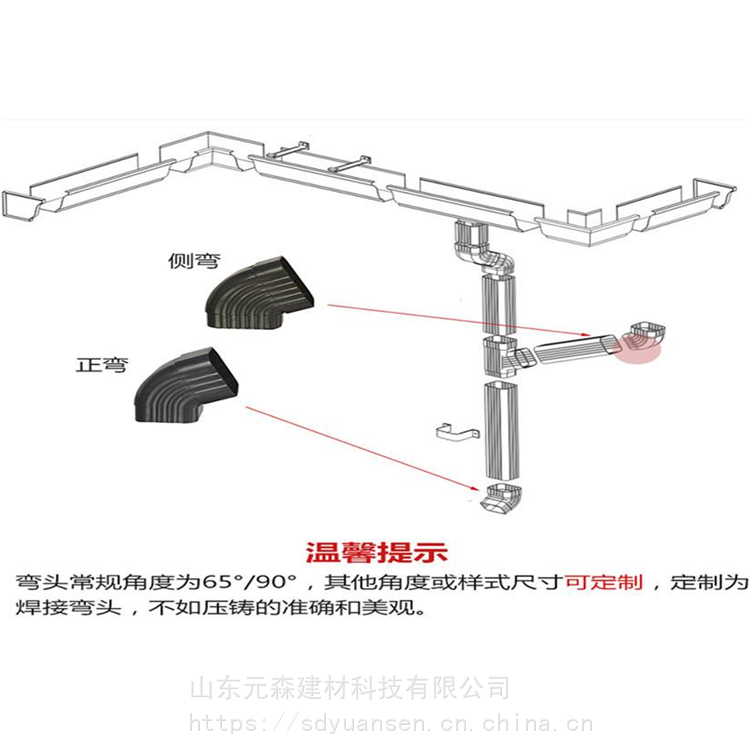 铝合金雨水管 阳光房檐槽 大量出售 元森