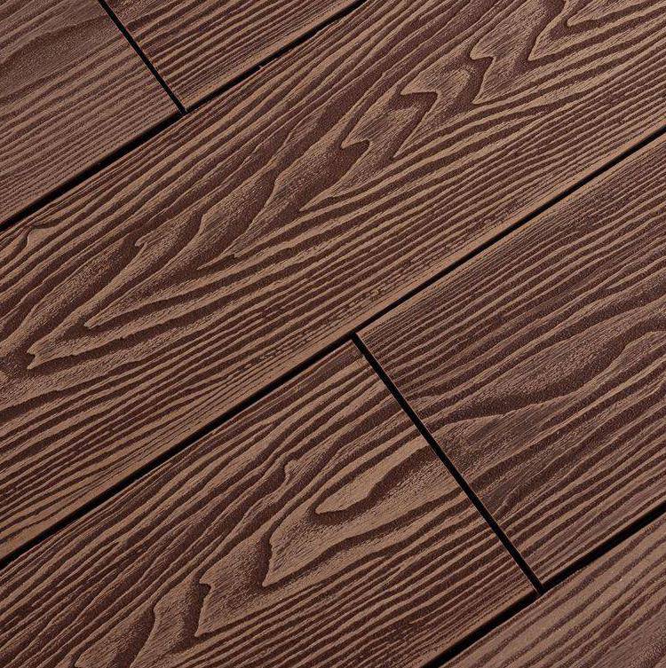 户外塑木地板3D立体压木纹咖啡色防水免维护地板