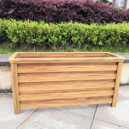 订做户外道路景观成品半弧形仿木纹铝合金花箱组合花池花槽批发