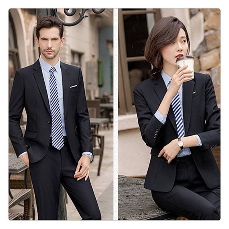 定做深蓝色西装藏青色西服职业装现货西服男女毛呢套装