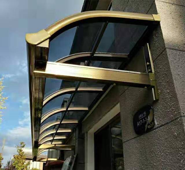阳台铝合金雨棚 别墅露台棚 耐力板遮阳雨棚 家用欧式窗棚 室外铝合金