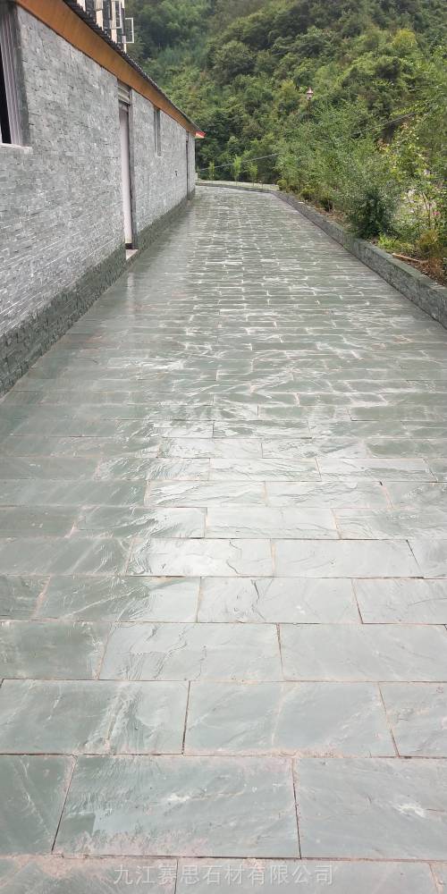天然绿色平板文化石板岩铺路石老石路缘石质天然文化石青石板家装