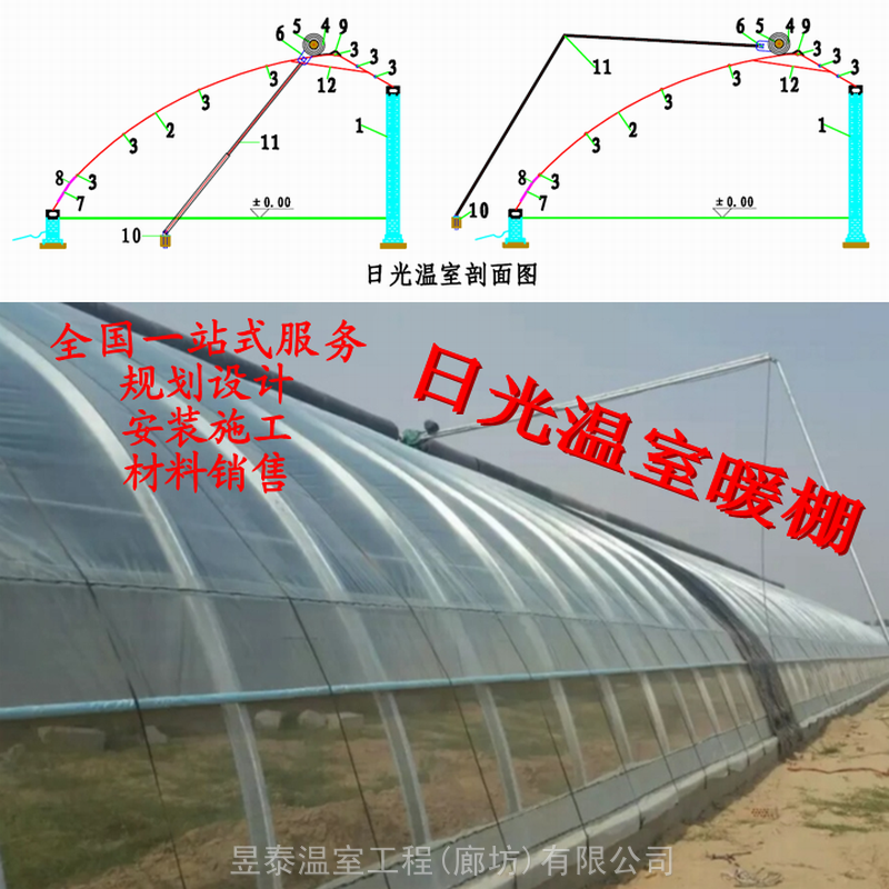 日光温室暖棚几字钢椭圆管大棚蔬菜薄膜大棚昱泰温室大棚材料安装施工设计