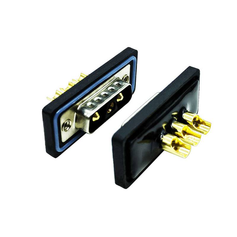 大电流连接器接线端子 防水3V3公头 镀金实芯针3芯航空插头
