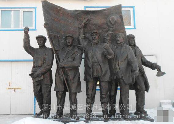 玻璃钢检阅士兵雕塑港城雕塑广场文化主题战士人物雕像