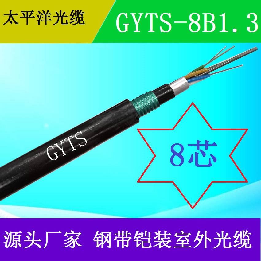 山东太平洋GYTS-8B138芯单模钢带铠装光缆架空光缆厂家直销