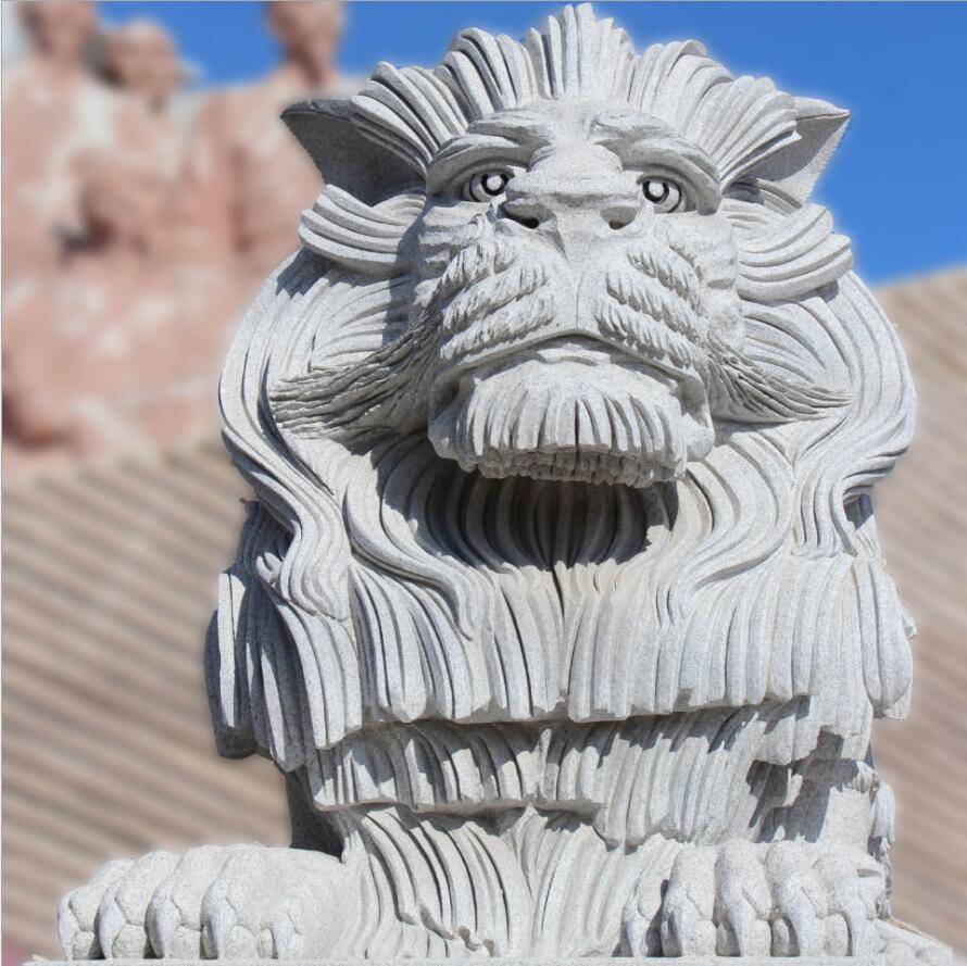 石雕港币狮 石雕招财献钱狮子 青石雕狮子 北京狮 各种石材制作