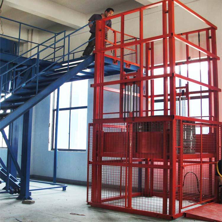 上海定制液压导轨式货梯升降机四柱导轨式货梯固定式液压导轨升降台