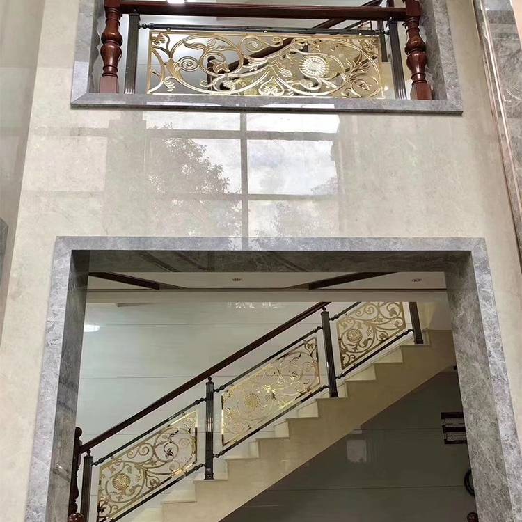 铝板欧式艺术雕刻楼梯护栏扶手 金属雕花室内栏杆ys-494