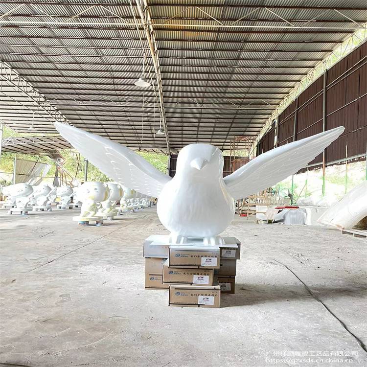 仿真动物白色鸽子雕塑玻璃钢吉祥物小品定制