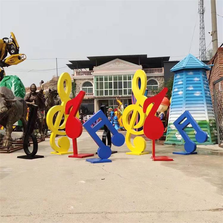 不锈钢音符雕塑定制铁艺彩绘音乐主题大型公园广场草坪装饰摆件