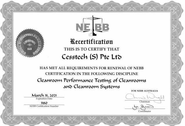 NEBB检测认证洁净室测试验收第三方nebb