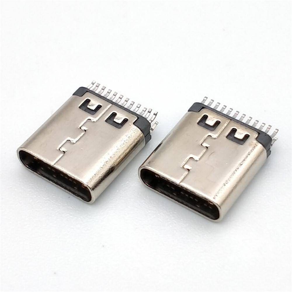 type c夹板母座24p无固定脚 针距加宽0.8黑胶 3.1母座连接器