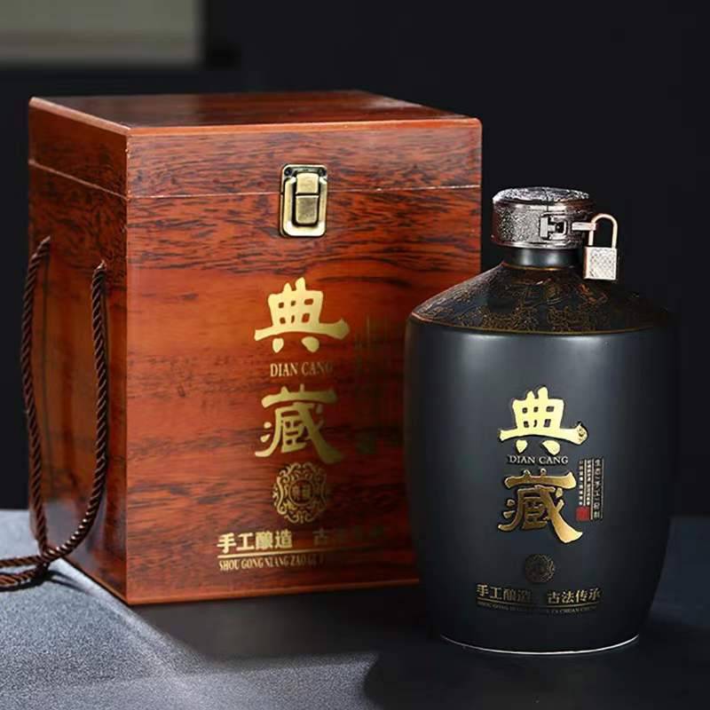 典藏3斤装小封坛哑光黑密封陶瓷酒瓶15L酒坛子定制批发