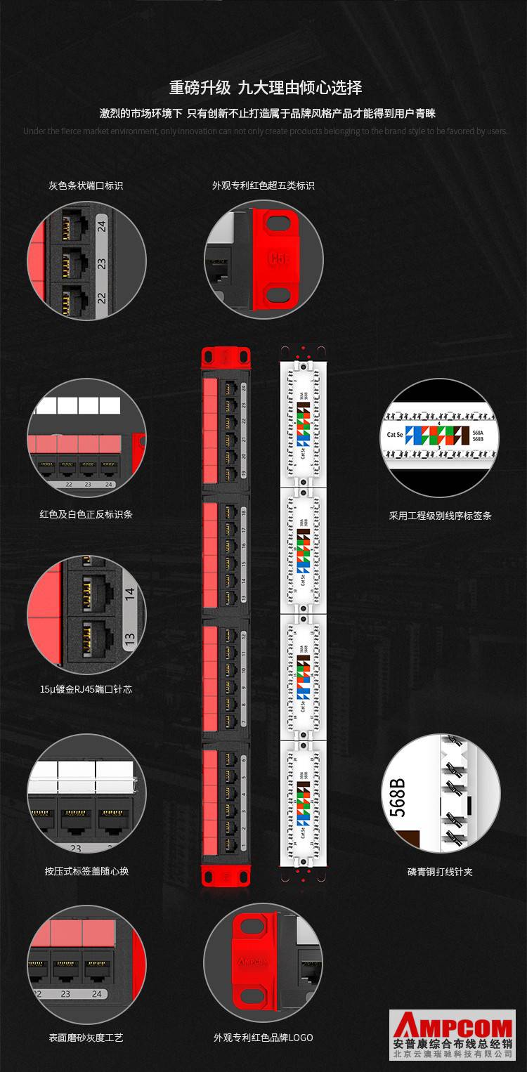 云澳科技ORUICHI六类非屏蔽7018mm无氧铜网络跳线网络级黑色15米AMC6BK71