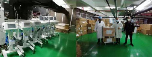 工程师在装配呼吸机