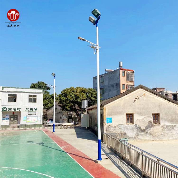揭阳篮球场灯杆货源7人足球场高杆灯高度10米至15米学校篮球场灯光安装