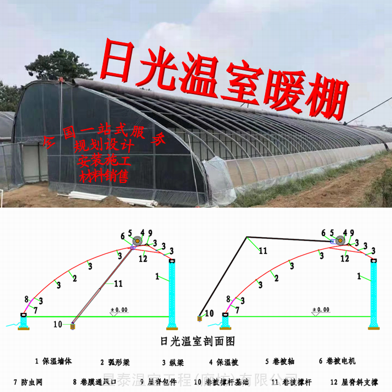 温室大棚日光温室蔬菜薄膜大棚棉被钢架大棚昱泰温室