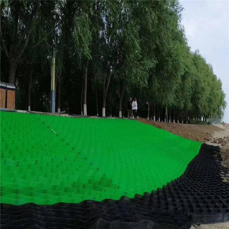 防止堤坝水土流失蜂巢土工网格黑色塑料植草格子150-445