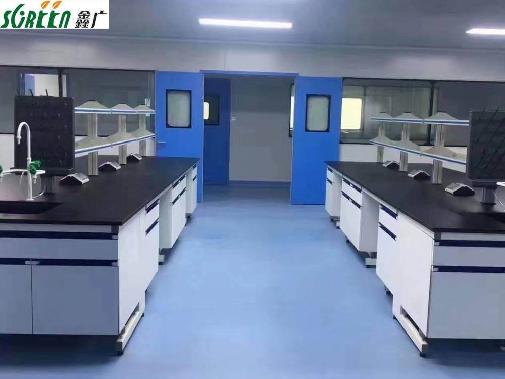 鑫广钢木实验台带试剂架全钢边台化验室操作桌通风柜橱