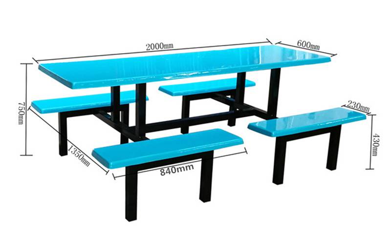 大學座椅板凳尺寸2米長食堂餐桌玻璃鋼製品快餐店桌椅員工吃飯桌子