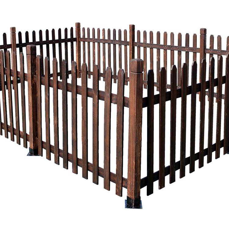 防腐木围栏木质庭院围栏碳化色花园篱笆木篱笆围栏