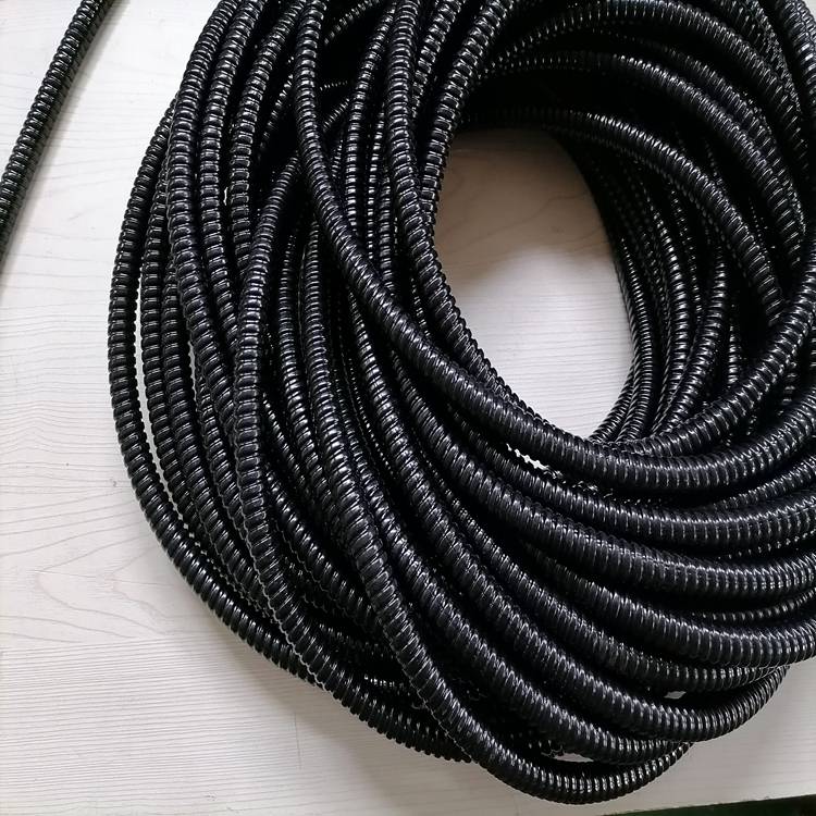 阻燃金属软管榆林外包塑波纹管连接电缆包塑管接头黑色