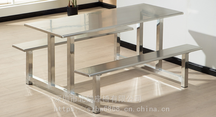 广东不锈钢餐桌椅 四人连体不锈钢餐桌椅 不锈钢歺桌靠背椅