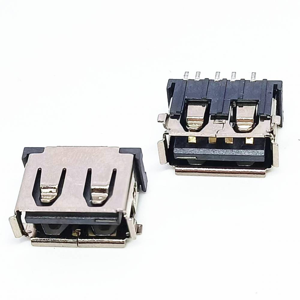 USB20贴片式母座5PIN90度SMT5P-A母前贴后贴卷边短体100