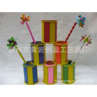 供应卡通木制笔筒/文具礼品/圆形笔筒/木制儿童笔筒