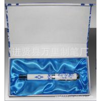 万里笔业厂家供应真瓷笔 陶瓷笔 青花套装,可定制logo,青花礼品笔