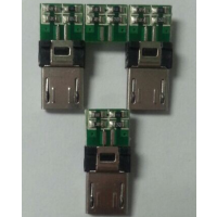 供应MICRO USB5PI夹板式公座带PCB板(电阻)(V8手机连接器夹板式)