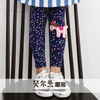 M 2014冬季新品外贸童装 儿童裤子 女童加厚加绒波点小马打底裤